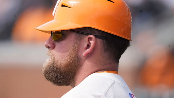 Tennesse associate head baseball coach Josh Elander during the NCAA college baseball game against St. Bonaventure on Sunday, March 9, 2025, in Knoxville, Tenn. Tennesse associate head baseball coach Josh Elander during the NCAA college baseball game against St. Bonaventure on Sunday, March 9, 2025, in Knoxville, Tenn.