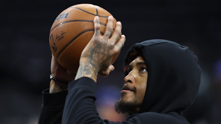 Feb 26, 2026; Philadelphia, Pennsylvania, USA; Philadelphia 76ers guard Kelly Oubre Jr. warms up before action against the Miami Heat at Xfinity Mobile Arena. Mandatory Credit: Bill Streicher-Imagn Images