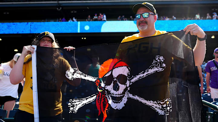 Jun 16, 2024; Denver, Colorado, USA; Pittsburgh Pirates fans following the win over the against the Colorado Rockies at Coors Field. Mandatory Credit: Ron Chenoy-Imagn Images