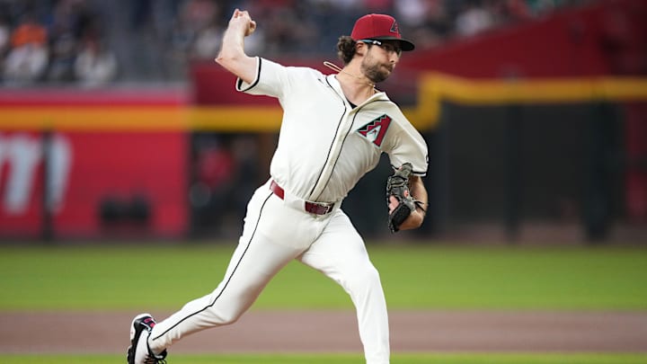 Arizona Diamondbacks right-hander Zac Gallen (23) pitches against the Baltimore Orioles at Chase Field on April 7, 2025.