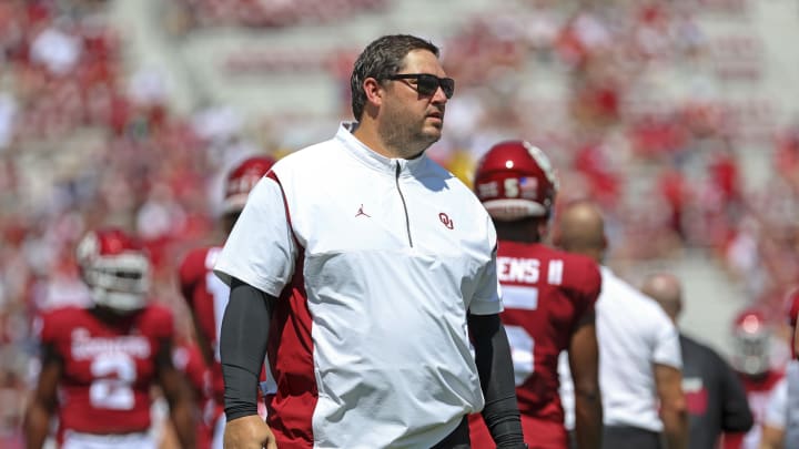 Sep 3, 2022; Norman, Oklahoma, USA; Oklahoma Sooners offensive coordinator Jeff Lebby before the game against the UTEP Miners at Gaylord Family-Oklahoma Memorial Stadium. Mandatory Credit: Kevin Jairaj-USA TODAY Sports