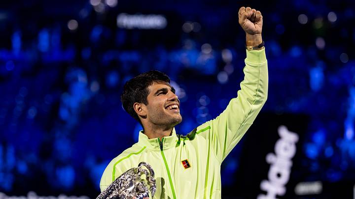 Carlos Alcaraz of Spain with the Norman Brookes Challenge Cup after his victory in the final of the men’s singles at the Australian Open at Rod Laver Arena in Melbourne Park. Mandatory Credit: Mike Frey-Imagn Images Carlos Alcaraz of Spain with the Norman Brookes Challenge Cup after his victory in the final of the men’s singles at the Australian Open at Rod Laver Arena in Melbourne Park. Mandatory Credit: Mike Frey-Imagn Images