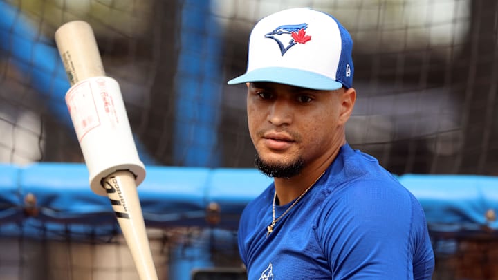 Toronto Blue Jays second baseman Santiago Espinal (5) works out at Blue Jays Player Development Complex in 2024. Toronto Blue Jays second baseman Santiago Espinal (5) works out at Blue Jays Player Development Complex in 2024.