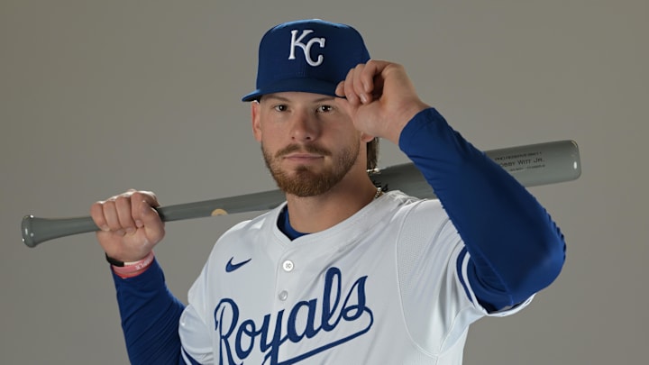 Feb 19, 2025; Surprise, AZ, USA; Kansas City Royals shortstop Bobby Witt Jr. (7) poses for a photo during media day. Mandatory Credit: Jayne Kamin-Oncea-Imagn Images  