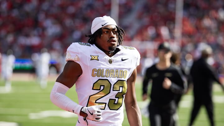 Oct 19, 2024; Tucson, Arizona, USA; Colorado Buffaloes safety Carter Stoutmire (23) against the Arizona Wildcats at Arizona Stadium. Mandatory Credit: Mark J. Rebilas-Imagn Images