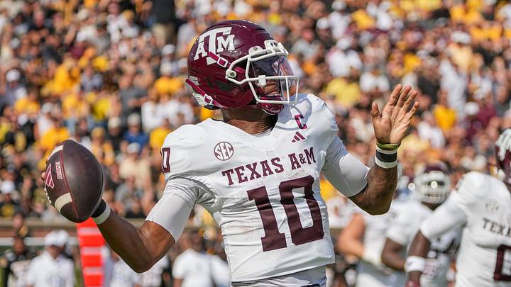 Texas A&M Aggies quarterback Marcel Reed (10) throws a pass against the Missouri Tigers during the first half of the game at Faurot Field at Memorial Stadium. Texas A&M Aggies quarterback Marcel Reed (10) throws a pass against the Missouri Tigers during the first half of the game at Faurot Field at Memorial Stadium.