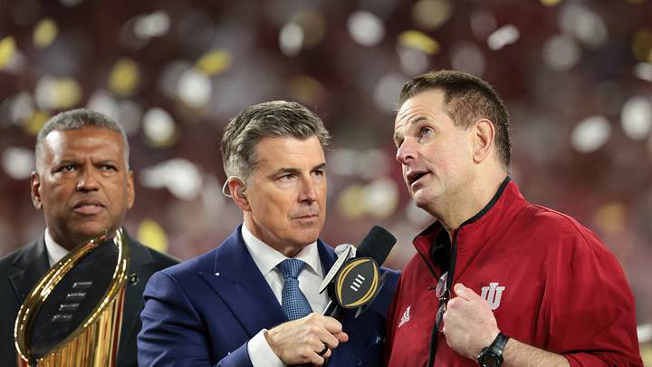 ESPN personality Rece Davis interviews Indiana Hoosiers head coach Curt Cignetti after the College Football Playoff National Championship game against the Miami Hurricanes ESPN personality Rece Davis interviews Indiana Hoosiers head coach Curt Cignetti after the College Football Playoff National Championship game against the Miami Hurricanes