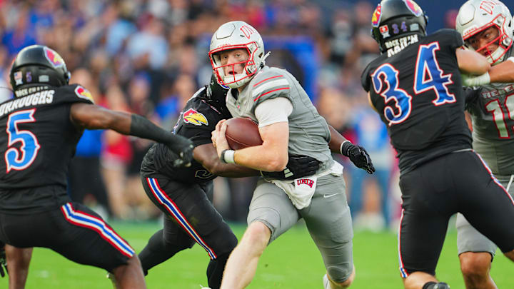 Matthew Sluka runs during UNLV's 23–20 win over Kansas on Sept. 13, 2024.