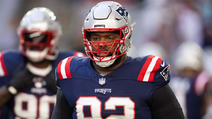 Davon Godchaux looks on during the Patriots' 30–17 loss to the Cardinals on Dec. 15, 2024.