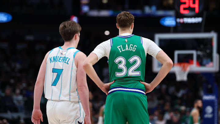Charlotte Hornets guard Kon Knueppel (7) and Dallas Mavericks forward Cooper Flagg (32) are in a battle to win Rookie of the Year.