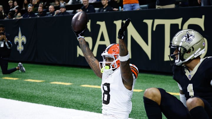 Tennessee Titans safety Kevin Byard (31) tackles Cleveland Browns wide receiver Elijah Moore (8) during the third quarter in Cleveland, Ohio, Sunday, Sept. 24, 2023. Tennessee Titans safety Kevin Byard (31) tackles Cleveland Browns wide receiver Elijah Moore (8) during the third quarter in Cleveland, Ohio, Sunday, Sept. 24, 2023.