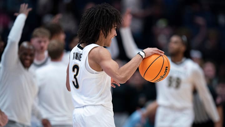 Vanderbilt guard Tyler Tanner (3) dribbles out the clock against Tennessee during their quarterfinal game of the 2026 SEC Men’s Basketball Tournament at Bridgestone Arena in Nashville, Tenn., Friday, March 13, 2026. Vanderbilt guard Tyler Tanner (3) dribbles out the clock against Tennessee during their quarterfinal game of the 2026 SEC Men’s Basketball Tournament at Bridgestone Arena in Nashville, Tenn., Friday, March 13, 2026.