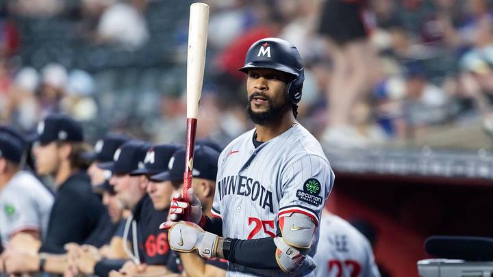 Jun 19, 2026; Phoenix, Arizona, USA; Minnesota Twins outfielder Byron Buxton against the Arizona Diamondbacks in the first inning at Chase Field. Mandatory Credit: Mark J. Rebilas-Imagn Images Jun 19, 2026; Phoenix, Arizona, USA; Minnesota Twins outfielder Byron Buxton against the Arizona Diamondbacks in the first inning at Chase Field. Mandatory Credit: Mark J. Rebilas-Imagn Images