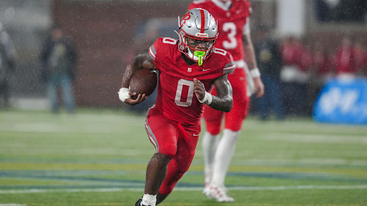 Baylor's David Gabriel Georges (0) carries the ball during the Division II-AAA championship game at Finley Stadium in Chattanooga, Tennessee.