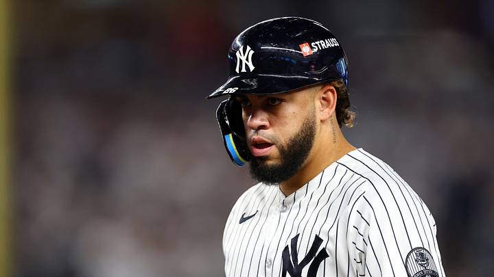 New York Yankees first baseman Luis Garcia Jr. (26) looks on in the sixth inning against the Boston Red Sox during game two of the Wildcard round for the 2026 MLB Playoffs at Yankee Stadium. New York Yankees first baseman Luis Garcia Jr. (26) looks on in the sixth inning against the Boston Red Sox during game two of the Wildcard round for the 2026 MLB Playoffs at Yankee Stadium.