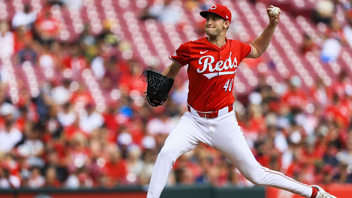 Sep 25, 2025; Cincinnati, Ohio, USA; Cincinnati Reds starting pitcher Nick Lodolo (40) pitches against the Pittsburgh Pirates in the first inning at Great American Ball Park. Mandatory Credit: Katie Stratman-Imagn Images Sep 25, 2025; Cincinnati, Ohio, USA; Cincinnati Reds starting pitcher Nick Lodolo (40) pitches against the Pittsburgh Pirates in the first inning at Great American Ball Park. Mandatory Credit: Katie Stratman-Imagn Images