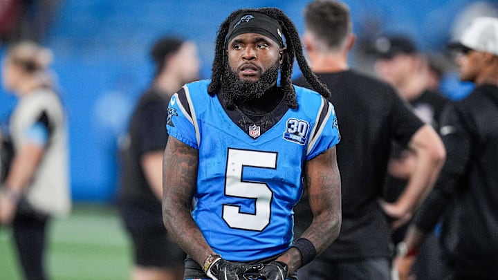 Former Carolina Panthers wide receiver Diontae Johnson (5) during the second half at Bank of America Stadium. 