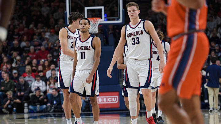 Gonzaga seniors Nolan Hickman (11) and Ben Gregg (33).