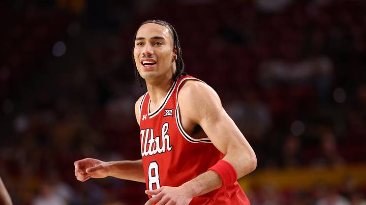 Feb 28, 2026; Tempe, Arizona, USA; Utah Utes forward Keanu Dawes (8) against the Arizona State Sun Devils at Desert Financial Arena. Mandatory Credit: Mark J. Rebilas-Imagn Images Feb 28, 2026; Tempe, Arizona, USA; Utah Utes forward Keanu Dawes (8) against the Arizona State Sun Devils at Desert Financial Arena. Mandatory Credit: Mark J. Rebilas-Imagn Images