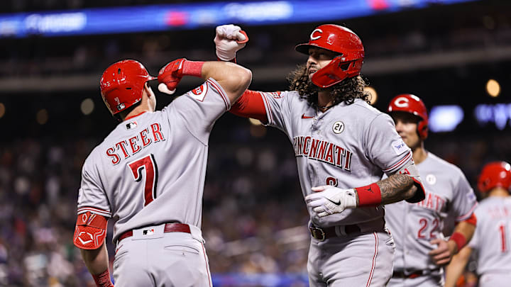 Cincinnati Reds infielders Jonathan India, Spencer Steer