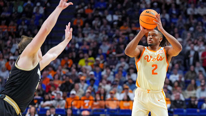 Mar 20, 2025; Lexington, KY, USA; Tennessee Volunteers guard Chaz Lanier (2) shoots the ball during the second half against the Wofford Terriers in the first round of the NCAA Tournament at Rupp Arena. Mandatory Credit: Aaron Doster-Imagn Images Mar 20, 2025; Lexington, KY, USA; Tennessee Volunteers guard Chaz Lanier (2) shoots the ball during the second half against the Wofford Terriers in the first round of the NCAA Tournament at Rupp Arena. Mandatory Credit: Aaron Doster-Imagn Images