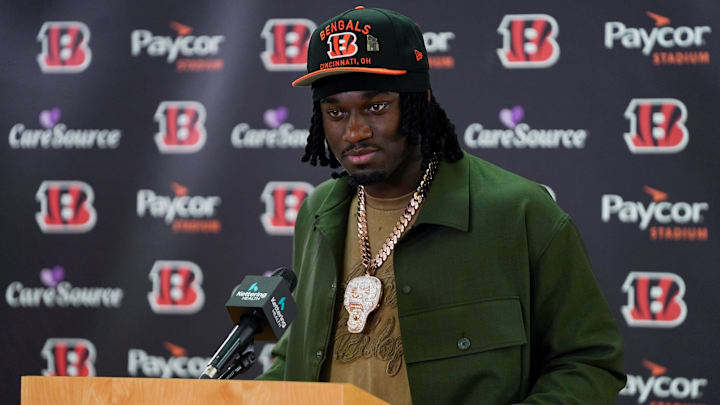Cincinnati Bengals first-round draft pick Shemar Stewart listens to questions from reporters during a press conference, Friday, April 25, 2025, at Paycor Stadium in Downtown Cincinnati. , Friday, April 25, 2025, at Paycor Stadium in Downtown Cincinnati. Cincinnati Bengals first-round draft pick Shemar Stewart listens to questions from reporters during a press conference, Friday, April 25, 2025, at Paycor Stadium in Downtown Cincinnati. , Friday, April 25, 2025, at Paycor Stadium in Downtown Cincinnati.