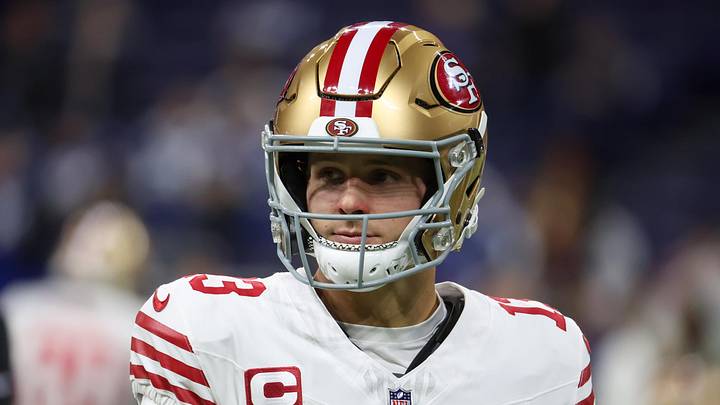 San Francisco 49ers quarterback Brock Purdy (13) looks on