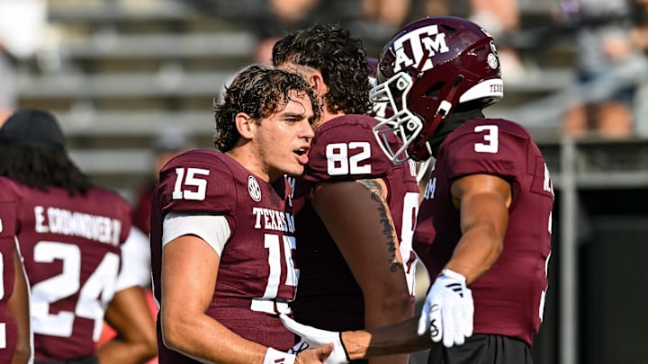 Sep 2, 2023; College Station, Texas, USA; Texas A&M Aggies quarterback Conner Weigman (15)