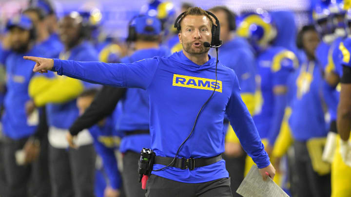 Dec 28, 2024; Inglewood, California, USA; Los Angeles Rams head coach Sean McVay on the sidelines in the second half against the Arizona Cardinals at SoFi Stadium. Mandatory Credit: Jayne Kamin-Oncea-Imagn Images Dec 28, 2024; Inglewood, California, USA; Los Angeles Rams head coach Sean McVay on the sidelines in the second half against the Arizona Cardinals at SoFi Stadium. Mandatory Credit: Jayne Kamin-Oncea-Imagn Images