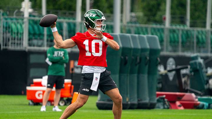 New York Jets quarterback Cade Klubnik (10) will make his first NFL appearance on Friday in a preseason game. New York Jets quarterback Cade Klubnik (10) will make his first NFL appearance on Friday in a preseason game.