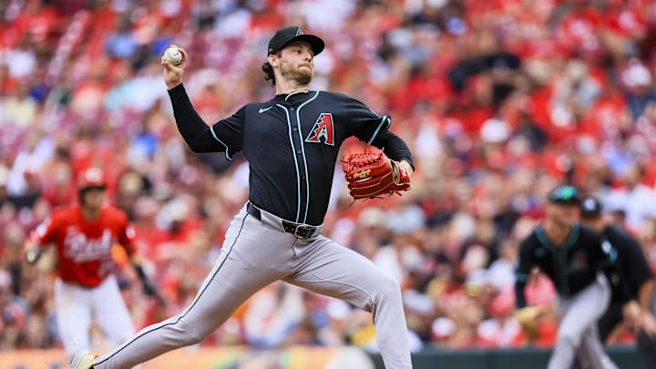 Jun 7, 2025; Cincinnati, Ohio, USA; Arizona Diamondbacks starting pitcher Ryne Nelson (19) pitches against the Cincinnati Reds in the first inning at Great American Ball Park. Mandatory Credit: Katie Stratman-Imagn Images Jun 7, 2025; Cincinnati, Ohio, USA; Arizona Diamondbacks starting pitcher Ryne Nelson (19) pitches against the Cincinnati Reds in the first inning at Great American Ball Park. Mandatory Credit: Katie Stratman-Imagn Images