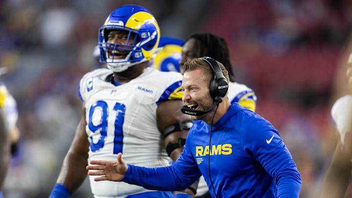 Dec 7, 2025; Glendale, Arizona, USA; Los Angeles Rams head coach Sean McVay against the Arizona Cardinals at State Farm Stadium. Mandatory Credit: Mark J. Rebilas-Imagn Images Dec 7, 2025; Glendale, Arizona, USA; Los Angeles Rams head coach Sean McVay against the Arizona Cardinals at State Farm Stadium. Mandatory Credit: Mark J. Rebilas-Imagn Images
