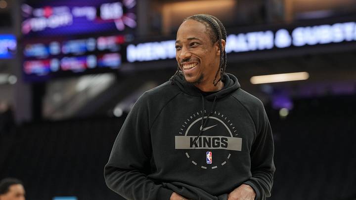 Apr 3, 2026; Sacramento, California, USA; Sacramento Kings guard DeMar DeRozan (10) before the game against the New Orleans Pelicans at Golden 1 Center. Mandatory Credit: Darren Yamashita-Imagn Images Apr 3, 2026; Sacramento, California, USA; Sacramento Kings guard DeMar DeRozan (10) before the game against the New Orleans Pelicans at Golden 1 Center. Mandatory Credit: Darren Yamashita-Imagn Images