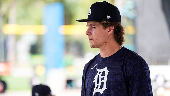 Detroit Tigers prospect Bryce Rainer watches practice during spring training at TigerTown in Lakeland on Friday, Feb. 20, 2025. Detroit Tigers prospect Bryce Rainer watches practice during spring training at TigerTown in Lakeland on Friday, Feb. 20, 2025.