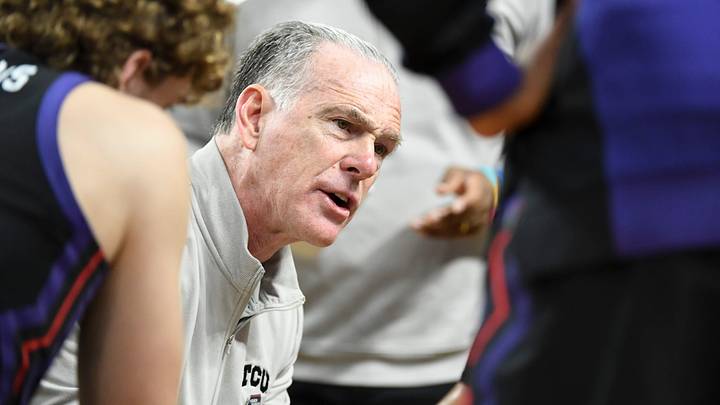 TCU Horned Frogs head coach Jamie Dixon leads a team huddle Saturday, March 21, 2026, during the NCAA Men’s Basketball Tournament second round game against the Duke Blue Devils at Bon Secours Wellness Arena in Greenville, South Carolina. TCU Horned Frogs head coach Jamie Dixon leads a team huddle Saturday, March 21, 2026, during the NCAA Men’s Basketball Tournament second round game against the Duke Blue Devils at Bon Secours Wellness Arena in Greenville, South Carolina.