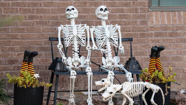 Skeletons and witches' feet decor in Utah