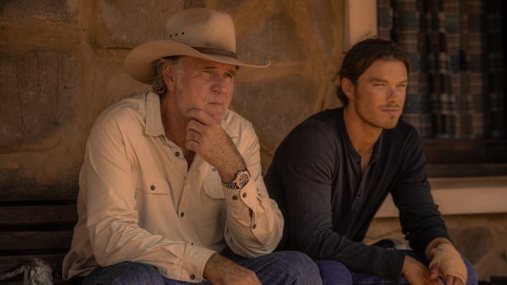 Territory. (L to R) Robert Taylor as Colin Lawson, Sam Corlett as Marshall Lawson in Territory. 