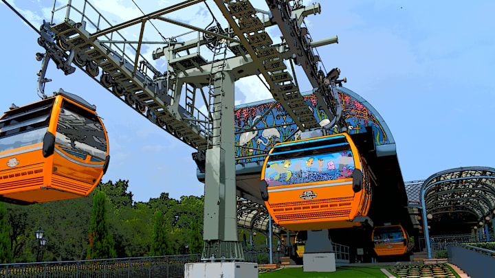 The Disney World Skyliner connects EPCOT to Hollywood Studios and several hotels. Photo credit Brian