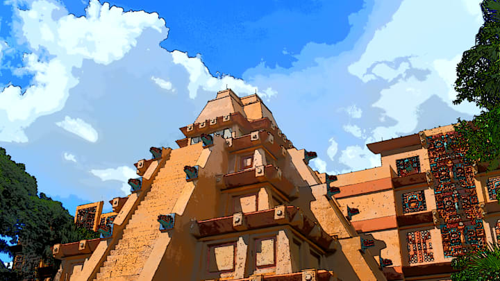 The Aztec themed pyramid in Mexico is the first country you come to when entering the World Showcase at Epcot.