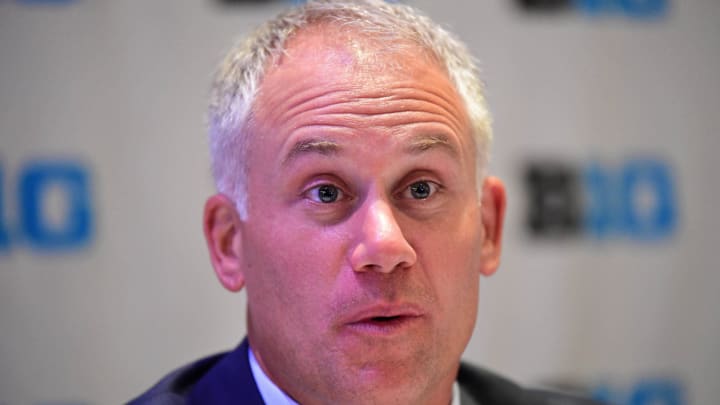 Jul 24, 2017; Chicago, IL, USA; Maryland head coach DJ Durkin addresses the media during the Big Ten
