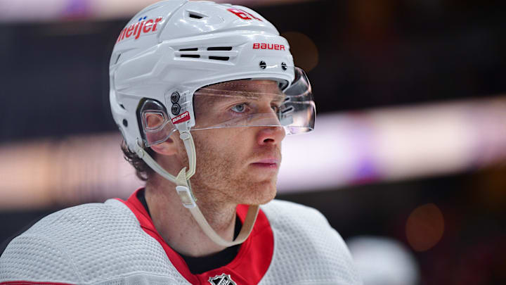 Jan 7, 2024; Anaheim, California, USA; Detroit Red Wings right wing Patrick Kane (88) during the