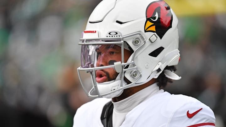 Dec 31, 2023; Philadelphia, Pennsylvania, USA; Arizona Cardinals quarterback Kyler Murray (1) against the Philadelphia Eagles at Lincoln Financial Field. Mandatory Credit: Eric Hartline-USA TODAY Sports