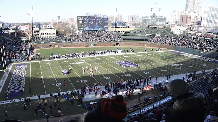 Nov 30, 2024; Chicago, Illinois, USA; An overall view of Wrigley Field is seen during the second half of a game between the Northwestern Wildcats and Illinois Fighting Illini. Mandatory Credit: Matt Marton-Imagn Images Nov 30, 2024; Chicago, Illinois, USA; An overall view of Wrigley Field is seen during the second half of a game between the Northwestern Wildcats and Illinois Fighting Illini. Mandatory Credit: Matt Marton-Imagn Images