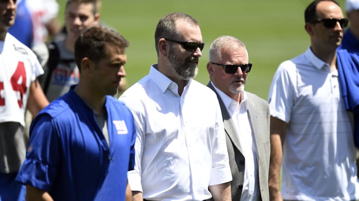 The New York Giants have parted ways with front office executive Kevin Abrams, second from left. The New York Giants have parted ways with front office executive Kevin Abrams, second from left.