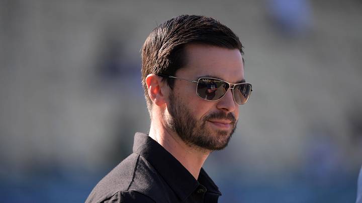 Jul 6, 2019; Los Angeles, CA, USA; Los Angeles Dodgers assistant general manager Brandon Gomes reacts before the game against the San Diego Padres at Dodger Stadium. The Padres defeated the Dodgers 3-1. Mandatory Credit: Kirby Lee-Imagn Images Jul 6, 2019; Los Angeles, CA, USA; Los Angeles Dodgers assistant general manager Brandon Gomes reacts before the game against the San Diego Padres at Dodger Stadium. The Padres defeated the Dodgers 3-1. Mandatory Credit: Kirby Lee-Imagn Images