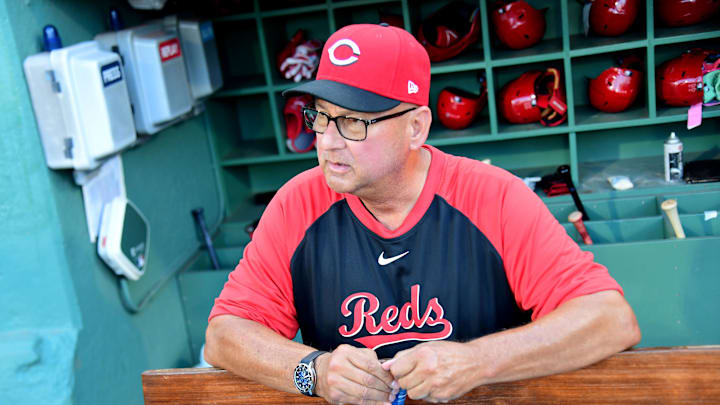 Jun 30, 2025; Boston, Massachusetts, USA; Cincinnati Reds manager Terry Francona prior to the start of a game against the Boston Red Sox at Fenway Park. Mandatory Credit: Bob DeChiara-Imagn Images Jun 30, 2025; Boston, Massachusetts, USA; Cincinnati Reds manager Terry Francona prior to the start of a game against the Boston Red Sox at Fenway Park. Mandatory Credit: Bob DeChiara-Imagn Images