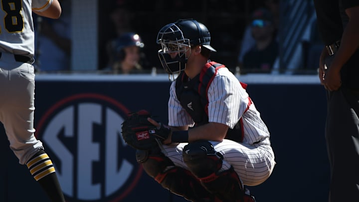 Ole Miss    Campbell Smithwick vs. Iowa at Oxford-University Stadium in Oxford, Miss. on Saturday, March 2, 2024. Ole Miss won 12-5.