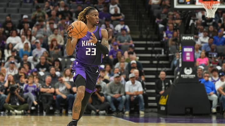 Sacramento Kings guard Keon Ellis handles the ball against the Los Angeles Clippers. Mandatory Credit: Darren Yamashita-Imagn Images Sacramento Kings guard Keon Ellis handles the ball against the Los Angeles Clippers. Mandatory Credit: Darren Yamashita-Imagn Images