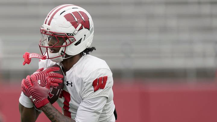 Wisconsin wide receiver Shamar Rigby (7) is shown during practice Thursday, August 13, 2026 at Camp Randall Stadium in Madison, Wisconsin.