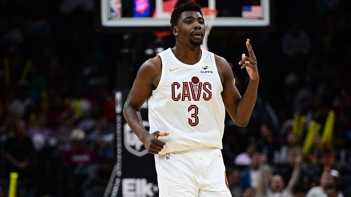 Oct 8, 2026; Cleveland, Ohio, USA;  Cleveland Cavaliers center Thomas Bryant (3) reacts after making a three point basket during the second half of a preseason game against the Boston Celtics at Rocket Arena.  Mandatory Credit: David Dermer-Imagn Images